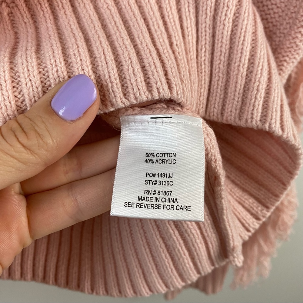 Kikit Cable Knit Fringe Sweater Pink M - Picture 6 of 9